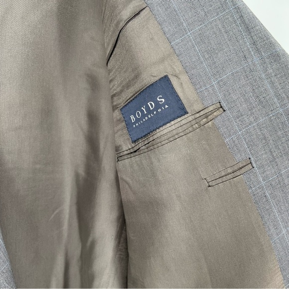 Vintage Burberry London Boyds Philadelphia 100% Wool Gray Pinstripe 50 Regular - Picture 6 of 16